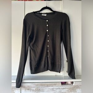 Vintage Harrods Black Cardigan with embroidered beaded design